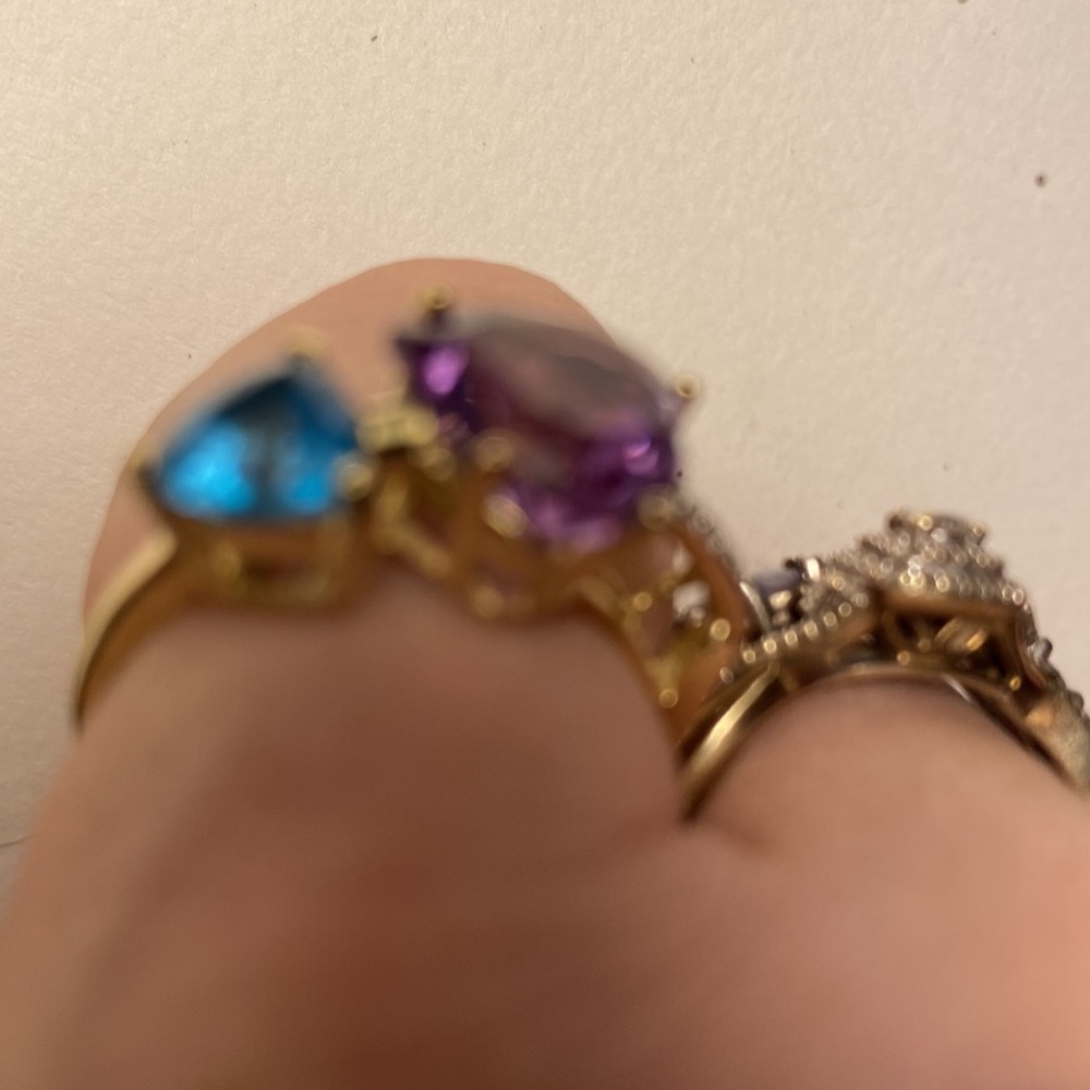 Mei stamped 10K amethyst topaz and diamond ring - Picture 9 of 9